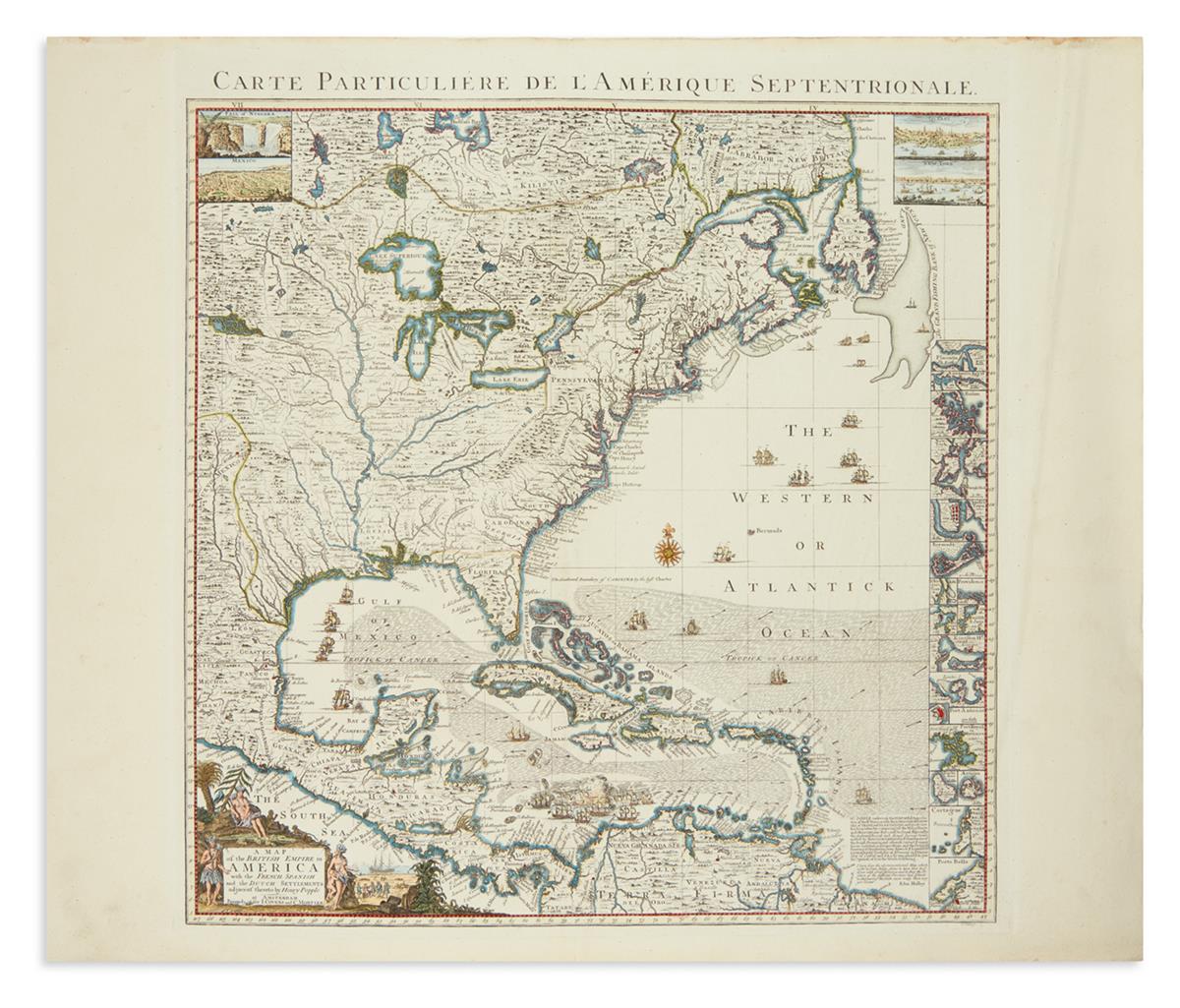 POPPLE, HENRY. A Map of the British Empire in America with the French, Spanish and the Dutch Settlements Adjacent Thereto.